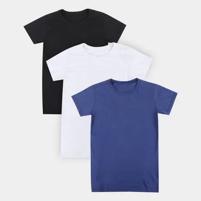 Kit Camiseta Volare Básica Feminina 3 peças (P, M e G) | R$31