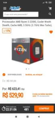 Processador AMD Ryzen 3 2200G | R$530