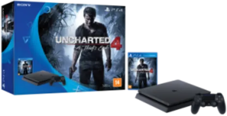 Console Playstation 4 Slim - HD 500 Gb + Jogo Uncharted 4 - Oficial Sony Brasil por R$1619