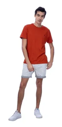 Camiseta Masculina Básica Flame Bordado Reserva Laranja