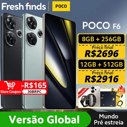 Smartphone Snapdragon POCO F6 Smartphone, Novo®Câmera dupla CrystallRes AMOLED com OIS