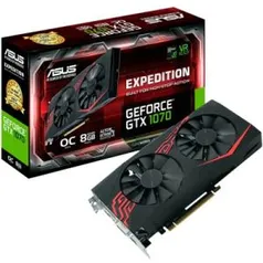 Placa de vídeo Asus GeForce GTX 1070 Expedition 8GB GDDR5 EX-GTX1070-O8G - R$ 1931