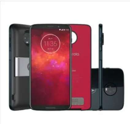 Smartphone Moto Z3 Play Power Pack & DTV Edition 64GB Indigo Tela 6" Câmera 12MP Android 8.1 - R$1377