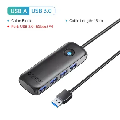 HUB USB 3.0 com 4 Portas e Led Indicador