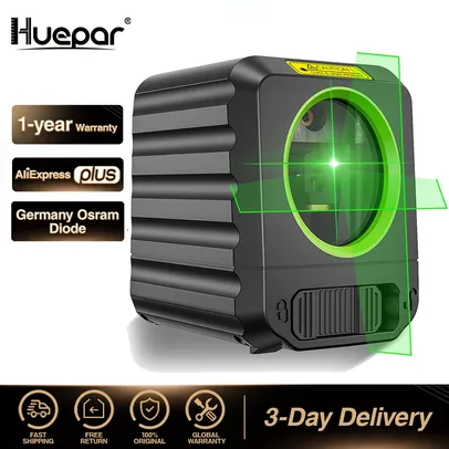 [ Do Brasil ] Nível Laser Huepar 2 Linhas, Linha Cruzada, Horizontal e Vertical