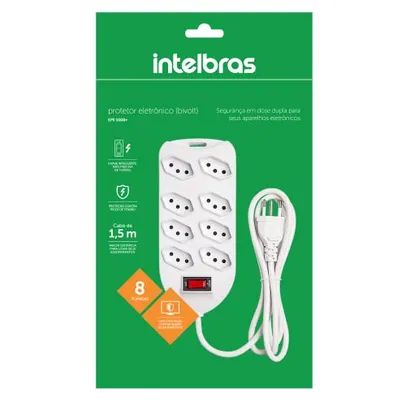 Protetor Eletronico Intelbras com 8 tomadas EPE 1008+ Branco