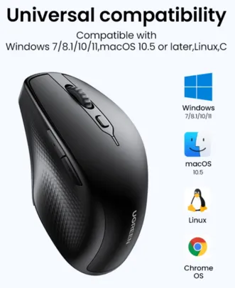 Mouse Ergonômico Bluetooth Sem Fio Com 5 Botões Ugreen 