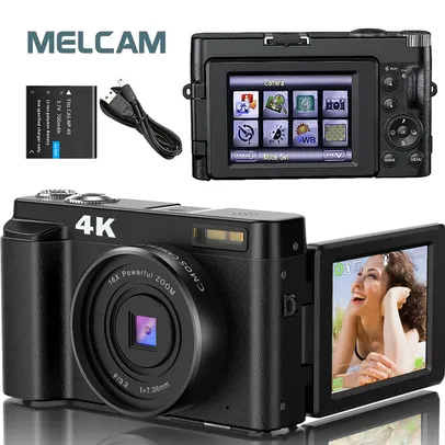 [TAXA INCLUSA + Moedas] Camera Fotografica Melcam 48mp Filmadora - 4K 180 °