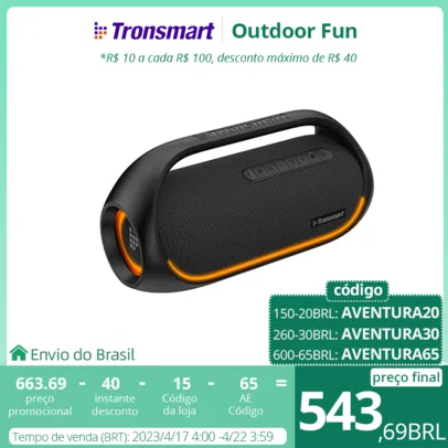 Alto Falante Tronsmart bang 60w exterior com bluetooth 5.3