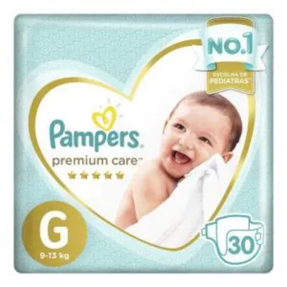 Fralda Pampers Premium Care Nova Mega Tamanho G 30 Unidades - R$40