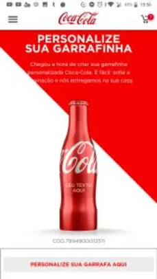 Garrafa personalizada Coca-Cola por R$ 10