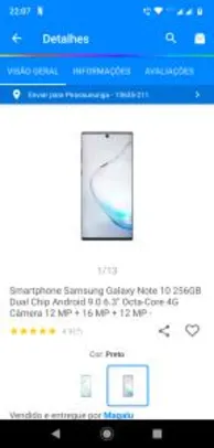 Smartphone Samsung Galaxy Note 10 256GB R$ 3247