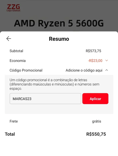 Imagem na descrição da promoção