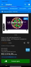 Smart TV 4K UHD NanoCell 50” LG R$2517