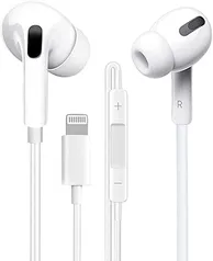 Fones de ouvido Apple Earbuds Lightning, fones de ouvido com fio com cancelamento de ruído em linha,