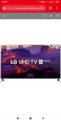 [AME 1937] Smart TV LED 50" LG 50UK6510 Ultra HD 4k com Conversor Digital 4 HDMI 2 USB Wi-Fi ThinQ AI WebOS 4.0 60Hz