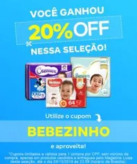 20% Off em seleção de fraldas.