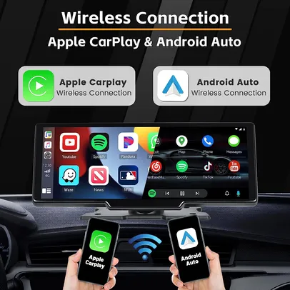 Multimídia 10.26” com Controle de Voz, Câmera frontal e de ré, Carplay, Android, bt 5.0, som 23W