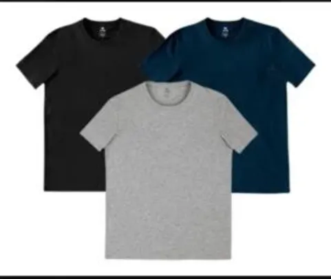 Kit 3 Camiseta Masculina Preto Cinza Marinho Tam G Hering | R$25