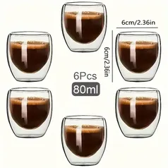 [Taxa inclusa] Conjunto de 6 xícaras de café expresso de vidro 2.7 oz