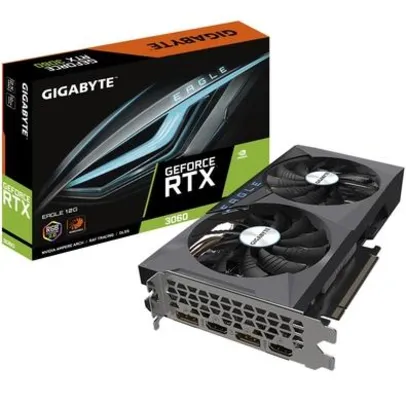 Placa de Vídeo Gigabyte NVIDIA GeForce RTX 3060 Eagle 12G (rev. 2.0), RGB, 12GB GDDR6, LHR, DLSS, Ray Tracing - GV-N3060EAGLE-12GD