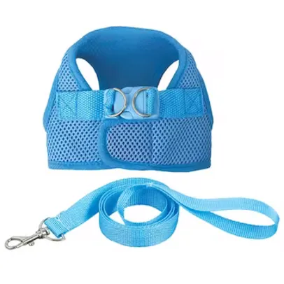 Guia e Peitoral para Cães Chalesco Barcelona em Nylon e Metal Azul – 36 a 38 cm