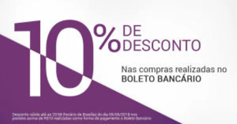 10% OFF em pagamentos por boleto nas Lojas Rede