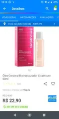 [App 2 uni.] Óleo Corporal Biorrestaurador Cicatricure 60ml R$28