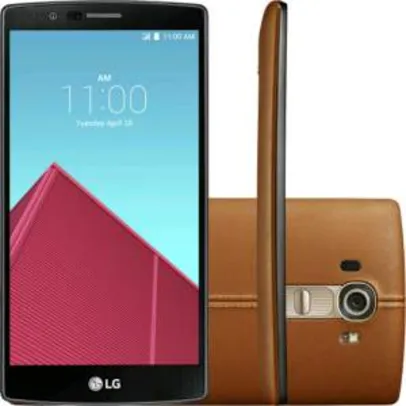 [Sou Barato] Smartphone LG G4 Desbloqueado Android 5.0 Tela 5.5" 32GB 4G Wi-Fi Câmera 16MP Hexa Core - Couro Marrom - por R$1549