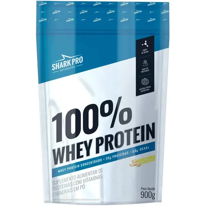 Foto do produto 100% Whey Protein - 900g Refil Chocolate Branco - Shark Pro