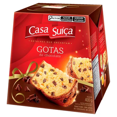  2  unidades Panetone com Gotas de Chocolate Casa Suíça 400g