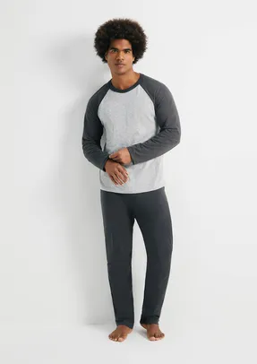 Pijama Masculino Manga Longa Raglan - Cinza