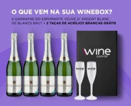 WineBox Veuve D`Argent + 2 Taças - R$130,11
