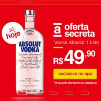 [AME ] Vodka Absolut 1 litro por R$ 51 ( com AME)