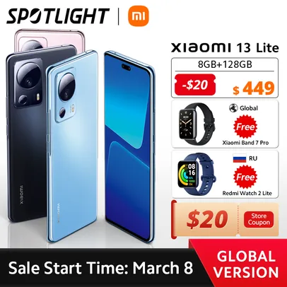 [Amanhã 08/03] Smartphone Xiaomi 13 Lite 128GB / 8gb + SmartWatch Xiaomi Band 7 Pro