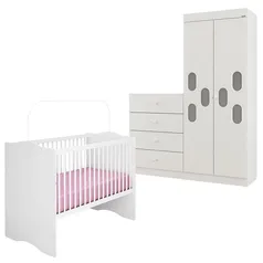 Quarto de Bebê Meu Bebê 2 Portas com Berço Alegria Branco Brilho – Canaã R$768