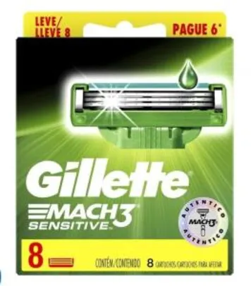 [R$ 40 MagaluPay] Gillette Mach3 Sensitive -8 Cartuchos