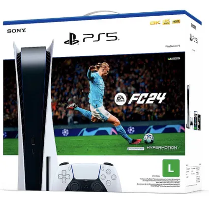 Console PlayStation 5 Standard Edition Branco + eaSports FC24 + Controle Sem Fio Dualsense Branco