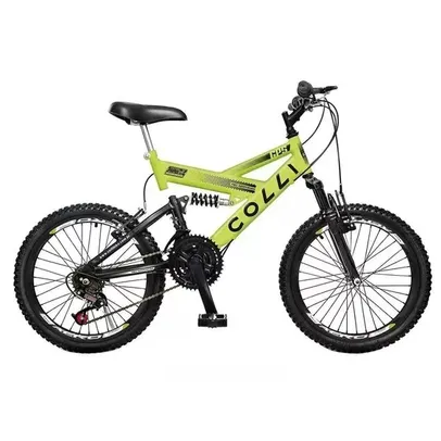 Bicicleta Infantil Colli GPS20, Aro 20, 21 Marchas, Quadro de Aço Carbono, Suspensão Dupla, Amarelo 