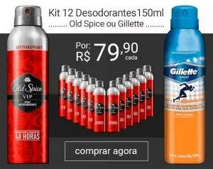 [Sou Barato] Kit com 12 Desodorantes OLD Spice ou Gilette por R$ 63