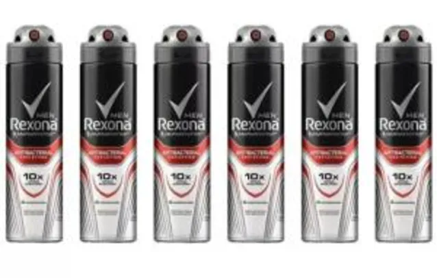 Desodorante Aerossol Antitranspirante Masculino - Rexona Antibacterial Protection 150ml 6 Unidades | R$ 53