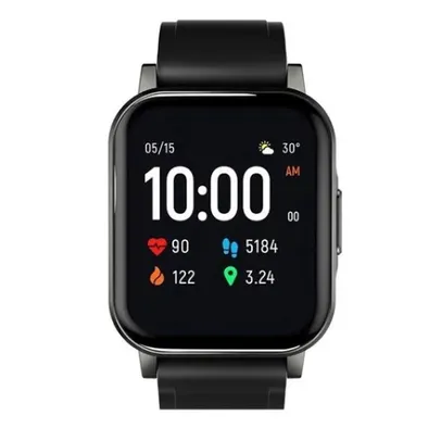 [AME R$140] Smartwatch Haylou Smart Watch 2 1.28 caixa preta, pulseira black de silicone LS02