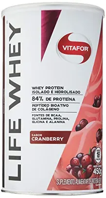 Vitafor - Life Whey Protein Isolado e Hidrolisado - 450g Cranberry R$120