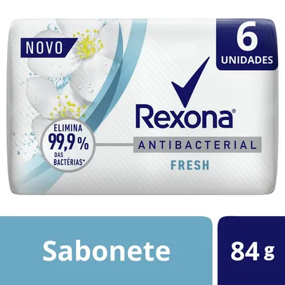 Kit Sabonete em Barra Rexona Antibacterial Fresh 84g 6 Unidades (LEVE 4 PAGUE 3) | R$4