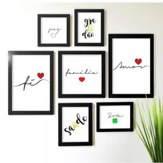 Kit de Quadros Decorativos - 7 Peças - Vidro e Madeira Maciça R$200