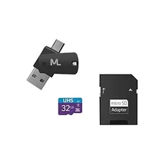 [PRIME] Cartão de Memória 4X1 Ultra High Speed até 80 Mb/S UHSL 32GB + Adaptador SD USB Dual MC151 Classe 10, Multilaser | R$40