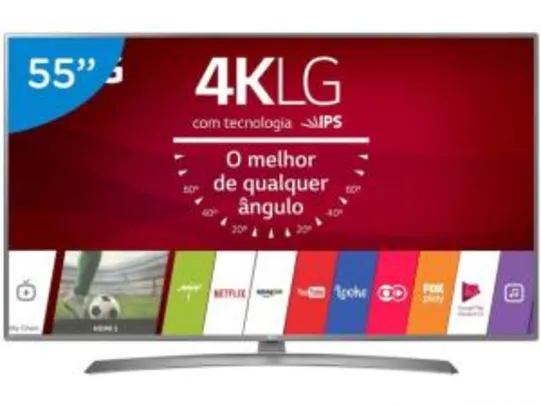 Smart TV LED 55” LG 4K/Ultra HD 55UJ6585 webOS 3.5 - 2 USB 4 HDMI - R$ 3099