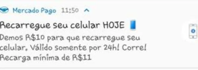 10 Off Recarga de celular no mercado pago