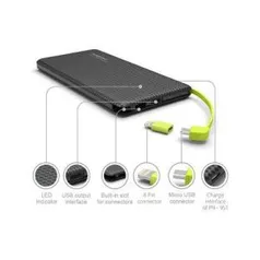 Carregador Portátil Slim 10000mah Powerbank Pineng Pn-951 Com 2 Usb Original Cor Preto