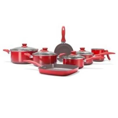 Conjunto de Panelas Brinox Ceramic Life 2.0 com Revestimento Antiaderente Cerâmico Vermelho – 7 Peças - R$94